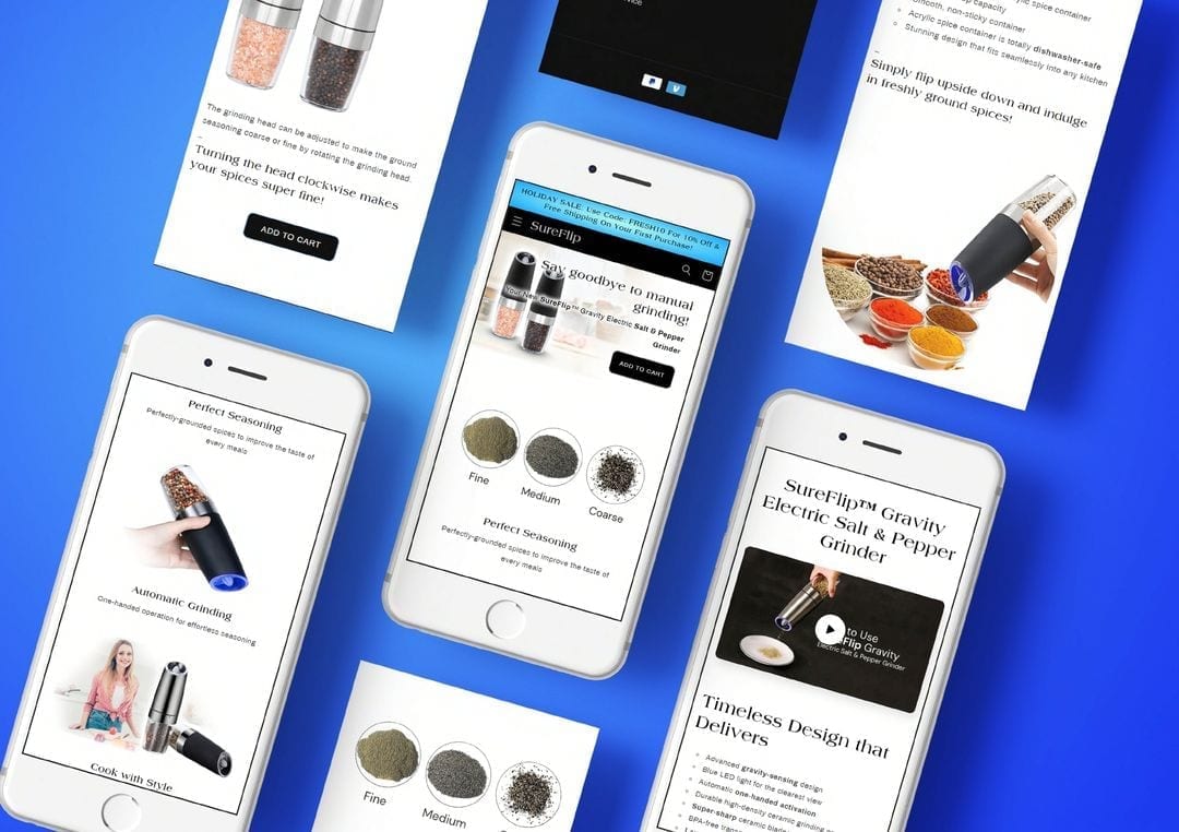 SureFlip e-commerce site — web design work by Northera