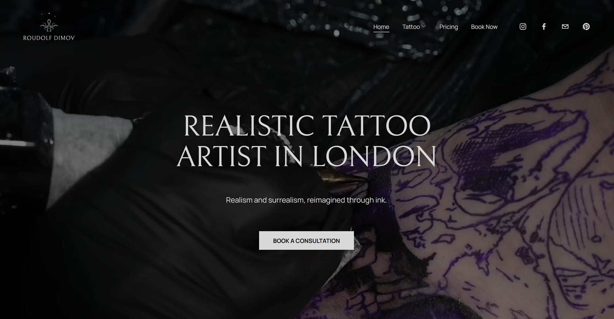 Roudolf Dimov Art portfolio website hero